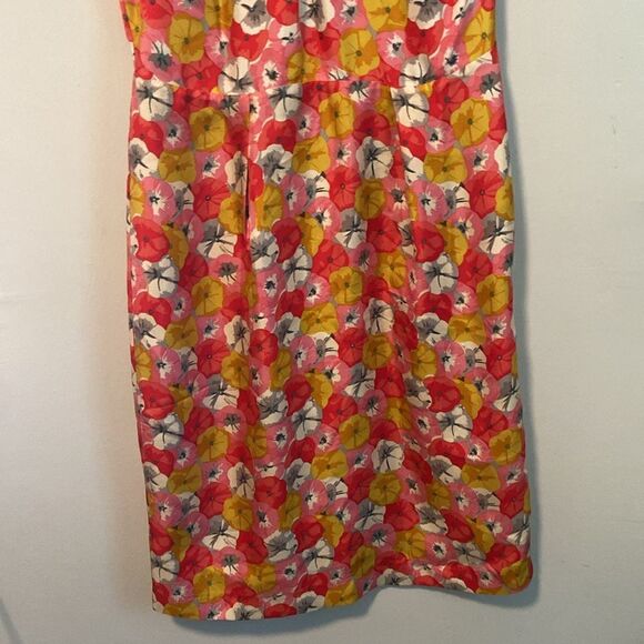 Boden Pink & Yellow Sassy Floral Print 100% Silk Dress Size 2 - Picture 3 of 10